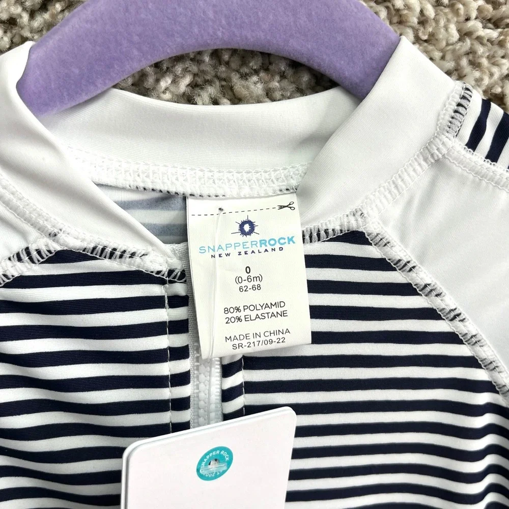 Snapper Rock Swimsuit Baby 0-6M Navy/White Nautical Striped Long Sleeve NWT